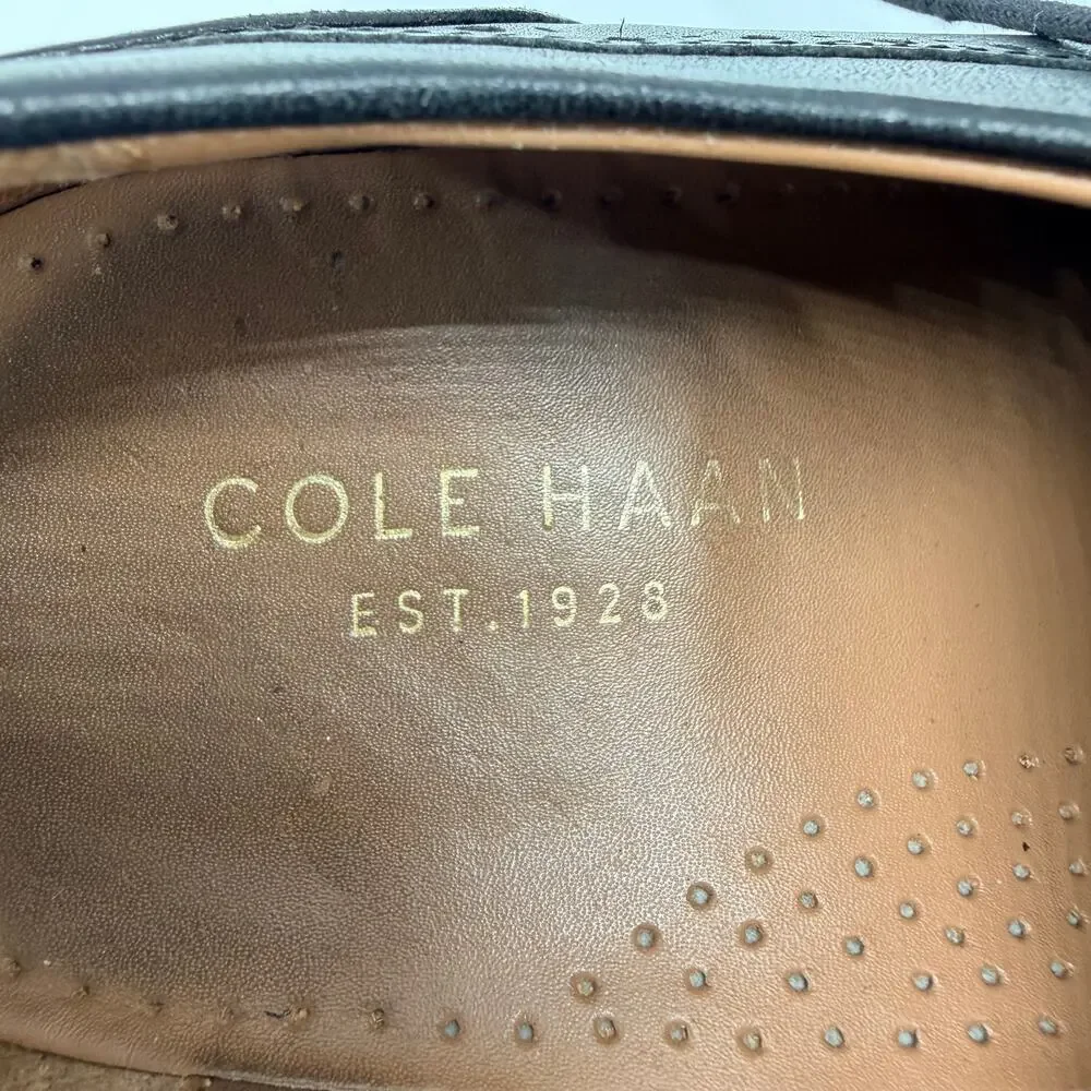 Cole Haan Grand OS Mens 8 Black Leather Wingtip Longwing Derby Dress Shoes